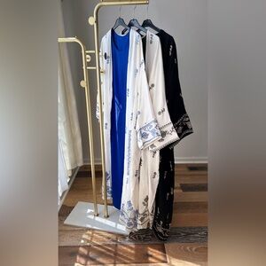 Blue and Black Dresses with White Kimono